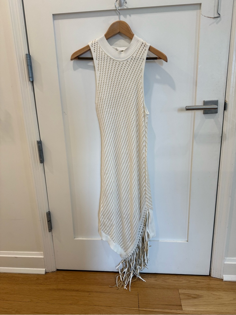 Jonathan Simkhai Sleeveless Knit Fringe Midi Dress - Cream